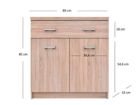 Comode - Comoda TOP MIX, 2 usi, 1 sertar, stejar sonoma, 80x33x85 cm