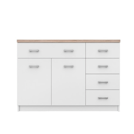 Colectia TOP MIX - Comoda TOP MIX, 2 usi, 5 sertare, alb, 120x33x85 cm