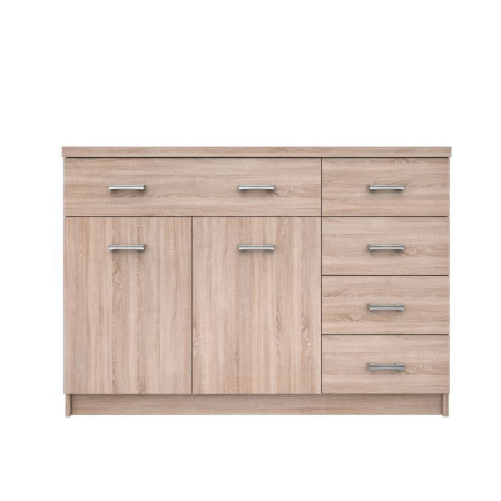 Comode - Comoda TOP MIX, 2 usi, 5 sertare, stejar sonoma, 120x33x85 cm