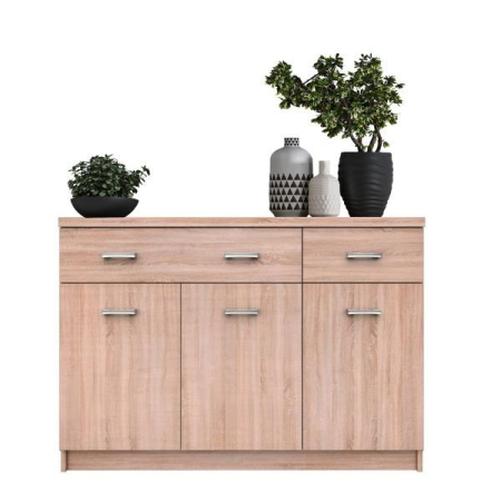 Comode - Comoda TOP MIX, 3 usi, 2 sertare, stejar sonoma, 120x33x85 cm