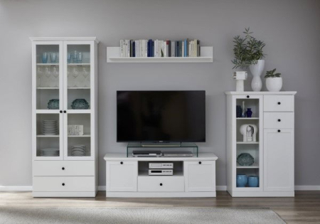 Comoda TV BRANDSON, 2 usi, 1 sertar, alb, 139x41x49 cm [5]