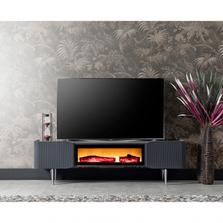 Comode - Comoda TV MARSILYA, cu semineu, antracit, 180x38x52 cm - ExpoMob