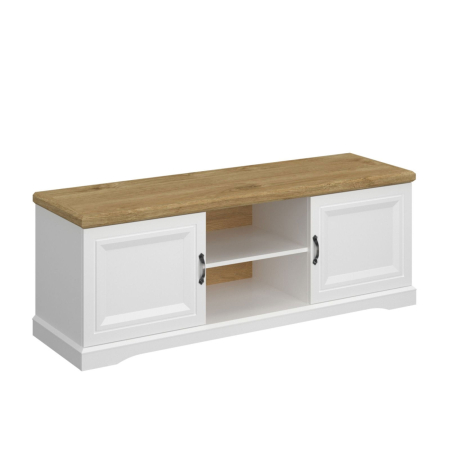 Colectia RIVA - Comoda TV RIVA, 2 usi, alb + stejar harbor, 149,6x45x54,5 cm
