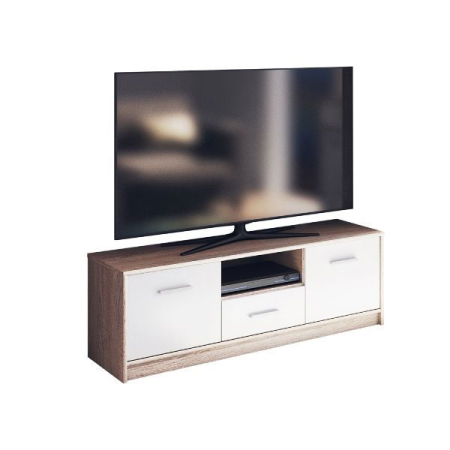 Colectia TIPS - Comoda TV TIPS, 2 usi, 1 sertar, stejar sonoma + alb, 123,2x38,3x42,5 cm