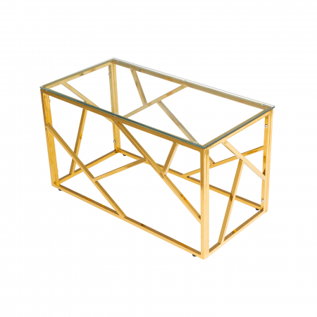 Comode - Consola cu blat sticla, auriu, 80x40x45cm - ExpoMob