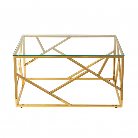 Comode - Consola cu blat sticla, auriu, 80x40x45cm - ExpoMob