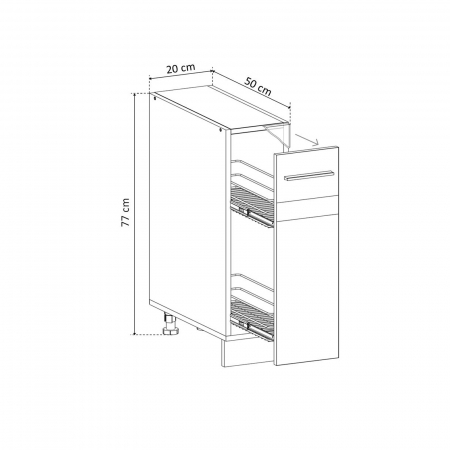 Corpuri Bucatarie - Corp inferior 20 cos Jolly YANA, corp alb, 20x50x77 cm - ExpoMob