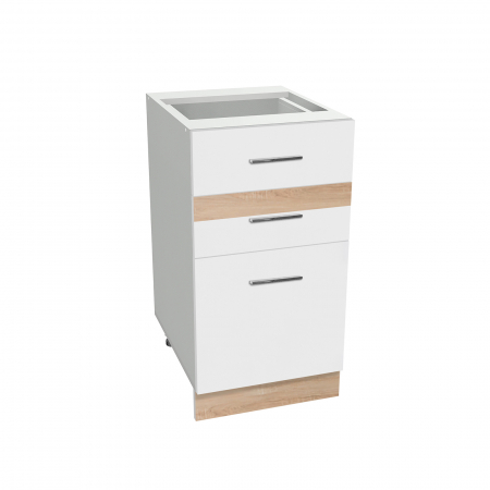 Corpuri Bucatarie - Corp inferior 40 YANA, cu 3 sertare, corp alb, 40x50x77 cm - ExpoMob
