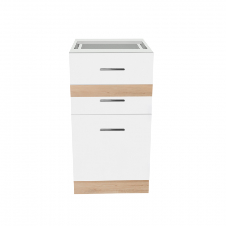 Corpuri Bucatarie - Corp inferior 40 YANA, cu 3 sertare, corp alb, 40x50x77 cm - ExpoMob