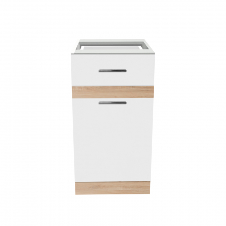 Corpuri Bucatarie - Corp inferior 40 YANA, 1 usa si 1 sertar, corp alb, 40x50x77 cm - ExpoMob