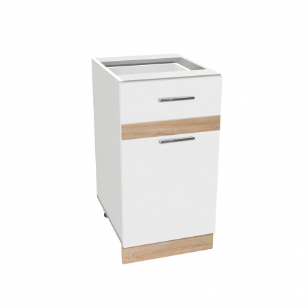 Corpuri Bucatarie - Corp inferior 40 YANA, 1 usa si 1 sertar, corp alb, 40x50x77 cm - ExpoMob