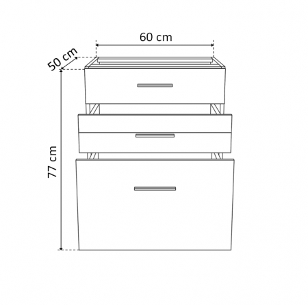 Corpuri Bucatarie - Corp inferior 60 YANA, 3 sertare, corp alb, 60x50x77 cm - ExpoMob