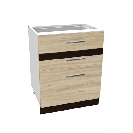 Corpuri Bucatarie - Corp inferior 60 YANA, 3 sertare, corp alb, 60x50x77 cm - ExpoMob