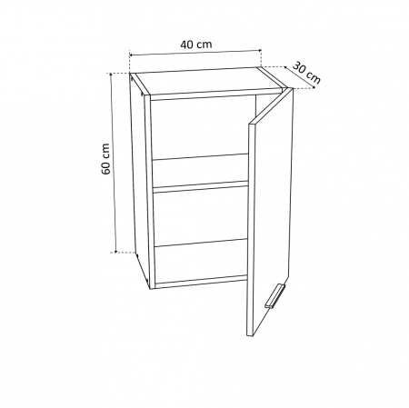 Corpuri Bucatarie - Corp suspendat 40 YANA, 1 usa, corp alb, 40x30x60 cm - ExpoMob