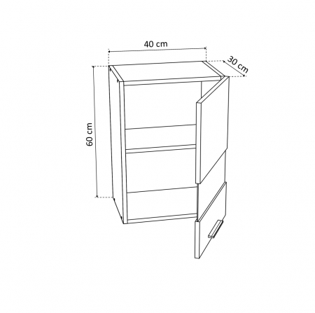 Corpuri Bucatarie - Corp suspendat 40 YANA, 1 usa, geam, corp alb, 40x30x60 cm - ExpoMob