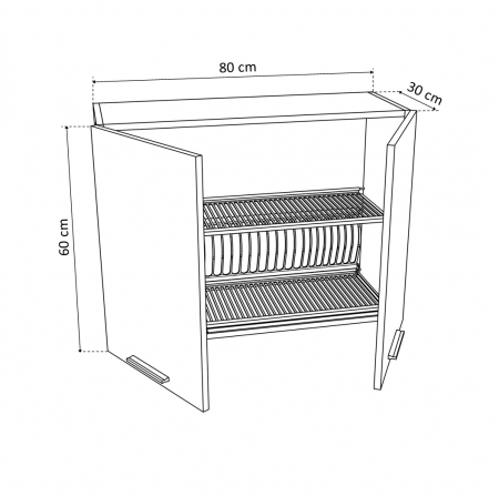 Corpuri Bucatarie - Corp suspendat 80 YANA, 2 usi, cu picurator, corp alb, 80x30x60 cm - ExpoMob