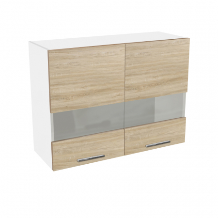 Corpuri Bucatarie - Corp suspendat 80 YANA, 2 usi, geam, corp alb, 80x30x60 cm - ExpoMob