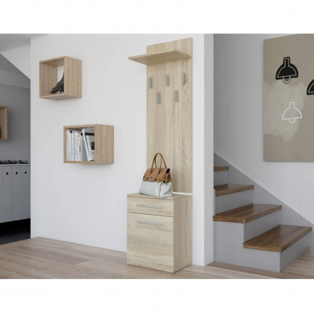 Cuier BANGOR, cu lada si sertar, 50x35x181 cm - ExpoMob [1]