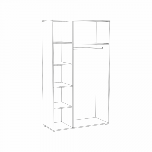 Dulap ALMA L, 3 usi, 6 rafturi, bara de haine, 120x52x203 cm - ExpoMob [2]