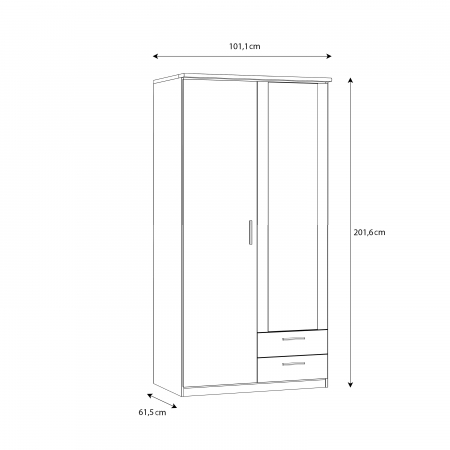 Dulap BRTS822S-W14, 2 usi, 2 sertare, oglinda, 100.1x61.5x201.6 cm - ExpoMob [5]