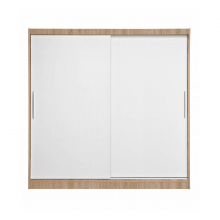 Dulap CORFU 01, usi glisante, corp sonoma + usi alb, 200x60x200 cm