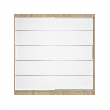 Dulap CORFU 03, usi glisante, corp sonoma + usi alb, 200x60x200 cm