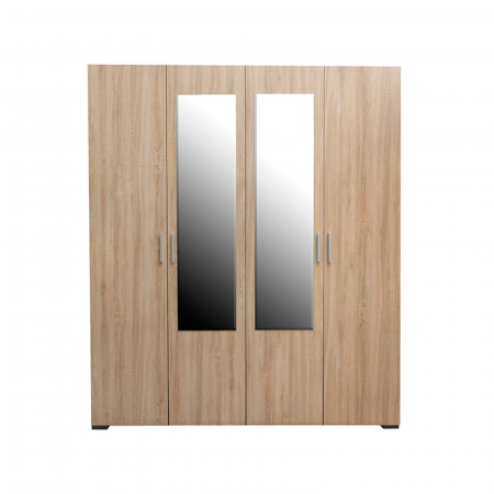 Dulap CORINNE, oglinzi, 4 usi, 4 rafturi, bara de haine, 160x50x188 cm - ExpoMob