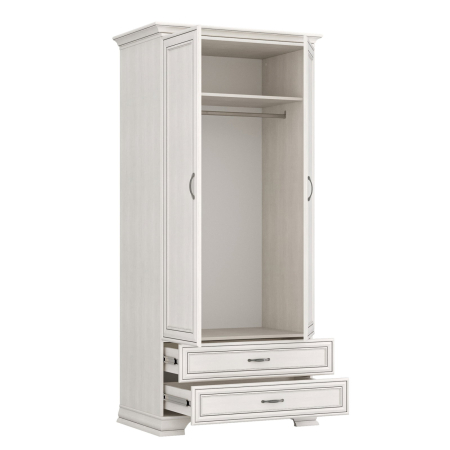 Dressinguri - Dulap cu 2 usi si 2 sertare TIFFANY II, cu bara haine, crem fineline, 99x62,4x212,1 cm