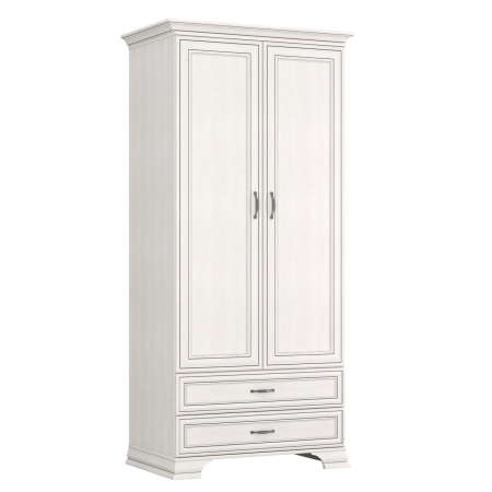 Dressinguri - Dulap cu 2 usi si 2 sertare TIFFANY II, cu bara haine, crem fineline, 99x62,4x212,1 cm