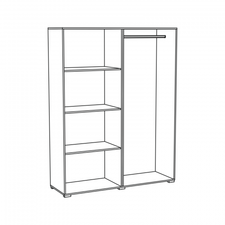 Depozitare - Dulap ECONO, oglinzi, 4 usi, 4 rafturi, bara de haine, sherwood, 160x50x206 cm - ExpoMob