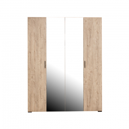 Depozitare - Dulap ECONO, oglinzi, 4 usi, 4 rafturi, bara de haine, sherwood, 160x50x206 cm - ExpoMob