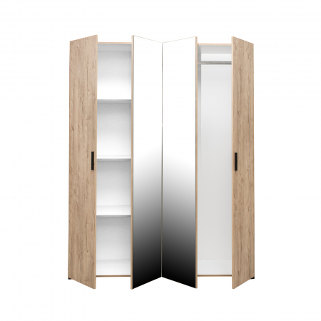 Depozitare - Dulap ECONO, oglinzi, 4 usi, 4 rafturi, bara de haine, sherwood, 160x50x206 cm - ExpoMob