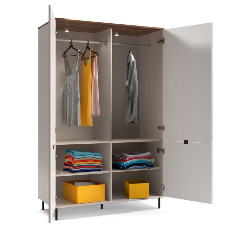 Colectia EVO - Dulap EVO, 2 usi, casmir + stejar castello, 123,2x54,9x194,5 cm