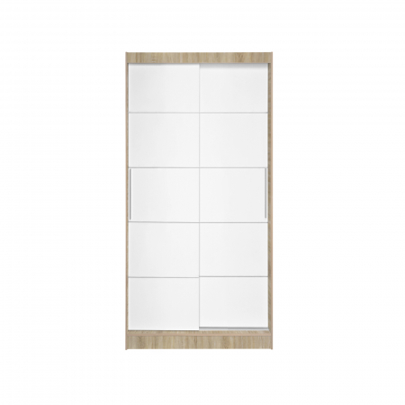 Dulap KOSS 03, cu usi glisante, corp sonoma + usi alb, 100x60x200 cm