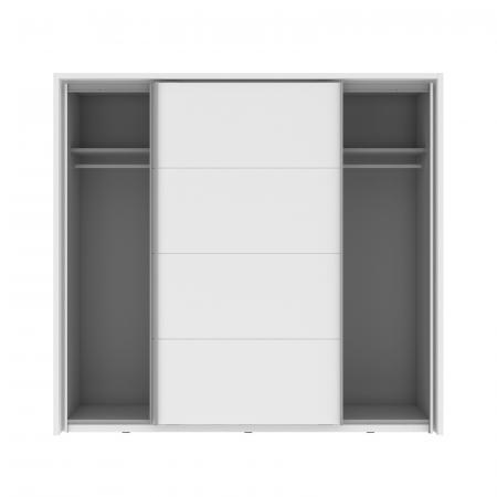 Depozitare - Dulap NEAPEL NPLS92412-C04, usi glisante, oglinda, 2 rafturi, bara de haine, alb, 230,9x63,8x215,5 cm - ExpoMob