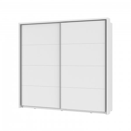 Depozitare - Dulap NEAPEL NPLS92412-C04, usi glisante, oglinda, 2 rafturi, bara de haine, alb, 230,9x63,8x215,5 cm - ExpoMob