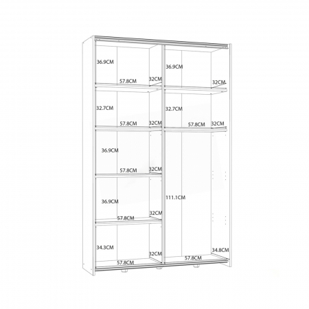Depozitare - Dulap pentru haine OZLS62237-Q45F, usi glisante, rafturi,  sonoma + alb, 120x41x190 cm - ExpoMob