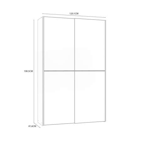 Depozitare - Dulap pentru haine OZLS62237-Q45F, usi glisante, rafturi,  sonoma + alb, 120x41x190 cm - ExpoMob