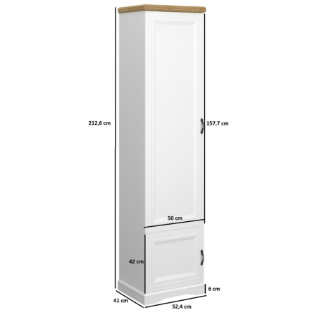 Colectia RIVA - Dulap RIVA, 2 usi, 5 rafturi, alb + stejar harbor, 52,4x41x212,6 cm