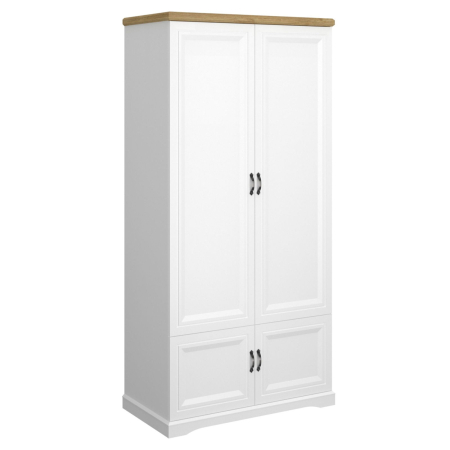 Colectia RIVA - Dulap RIVA, 4 usi, bara haine, alb + stejar harbor, 102,7x55x212,6 cm