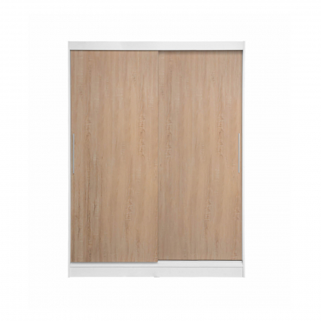 Dulap RODOS 01, usi glisante, corp alb + usi sonoma, 150x60x200 cm