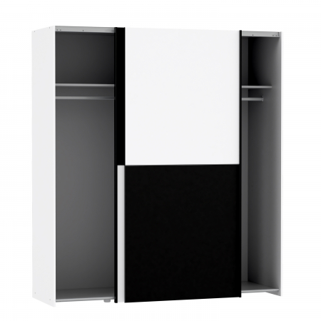 Depozitare - Dulap W3NS822X1-C910, usi glisante, alb + negru, 190.5x61.2x170.3 cm - ExpoMob