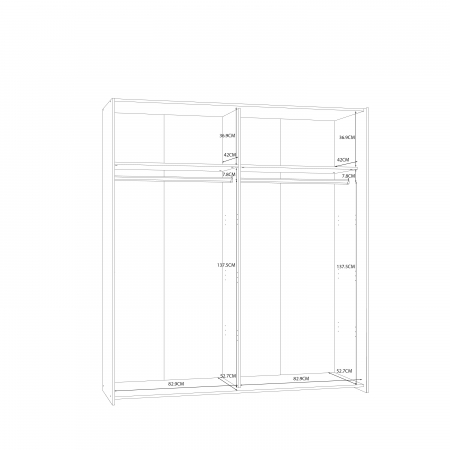 Dulap W3NS823E5-M272, usi glisante, gri + sonoma deschis, 190.5x61.2x170.3 cm - ExpoMob [6]