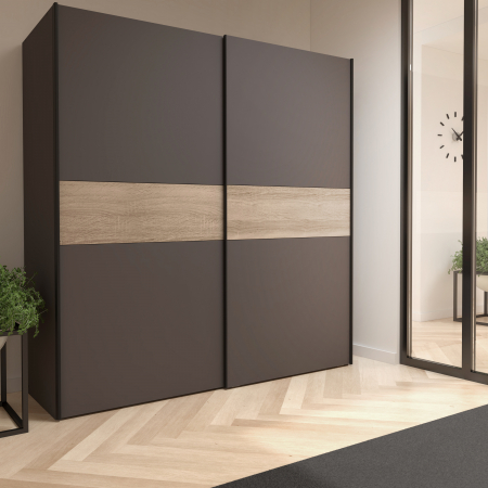 Depozitare - Dulap W3NS823E5-M272, usi glisante, gri + sonoma deschis, 190.5x61.2x170.3 cm - ExpoMob