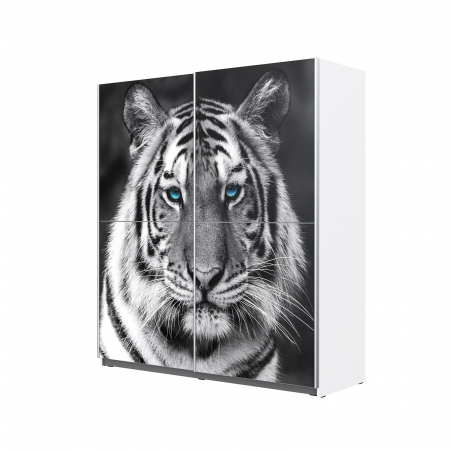 Depozitare - Dulap YANIS YANS8223G1-120, usi glisante, 6 rafturi, bara de haine, corp alb, 170,3x61,2x190,5 cm - ExpoMob