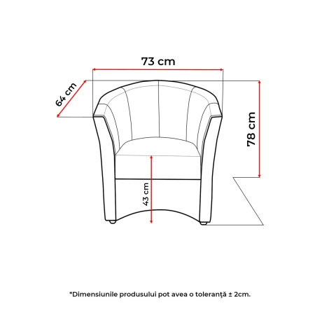 Fotoliu CAF BUCLE, roz prafuit, 75x65x80 cm [7]