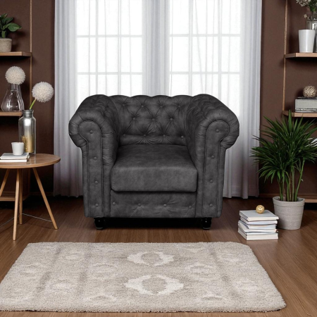 Fotoliu CHESTERFIELD fix, cu arcuri, 105x90x80 cm - ExpoMob [5]