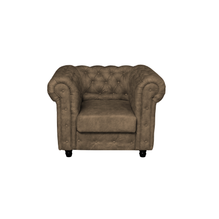 Fotoliu CHESTERFIELD cu arcuri, maro deschis, 105x90x80 cm