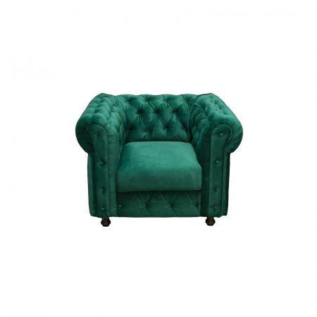 Fotoliu CHESTERFIELD cu arcuri, verde, 105x90x80 cm