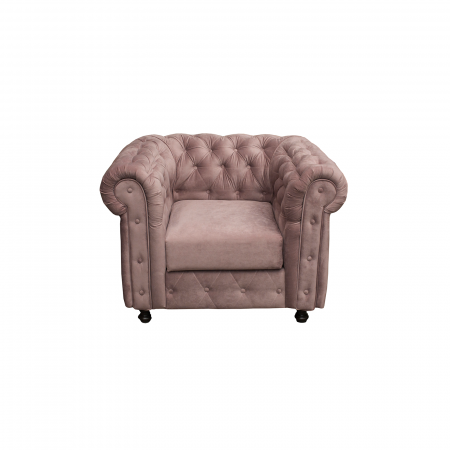 Fotoliu CHESTERFIELD cu arcuri, roz prafuit, 105x90x80 cm